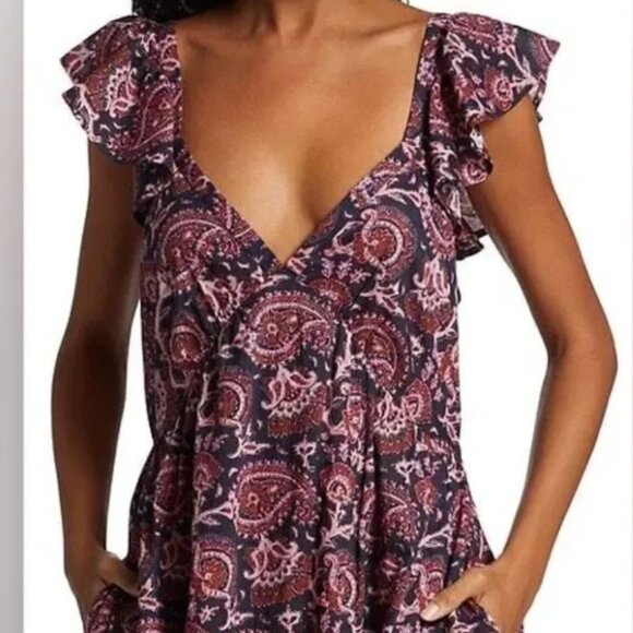 Figue Cosette Paisley Ruffle Midi Cotton Dress  Medium NWT $495 - Picture 7 of 8